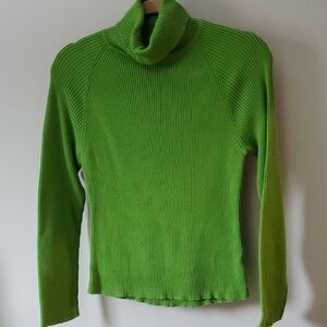 JEANNE PIERRE Vibrant Lime Cowl Neck Sweater